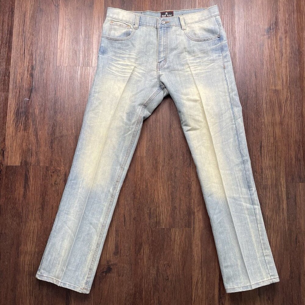 Red Ape Jeans Mens 34 Blue Denim Baggy Wide Leg Hip Hop Rap Streetwear Y2K